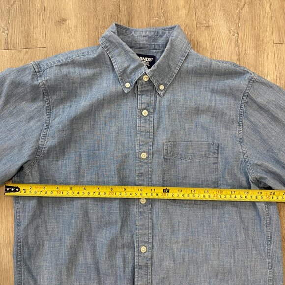 Lands’ End Men’s Blue Chambray Button Down Shirt Medium Traditional Fit 100% Cot - Picture 4 of 8
